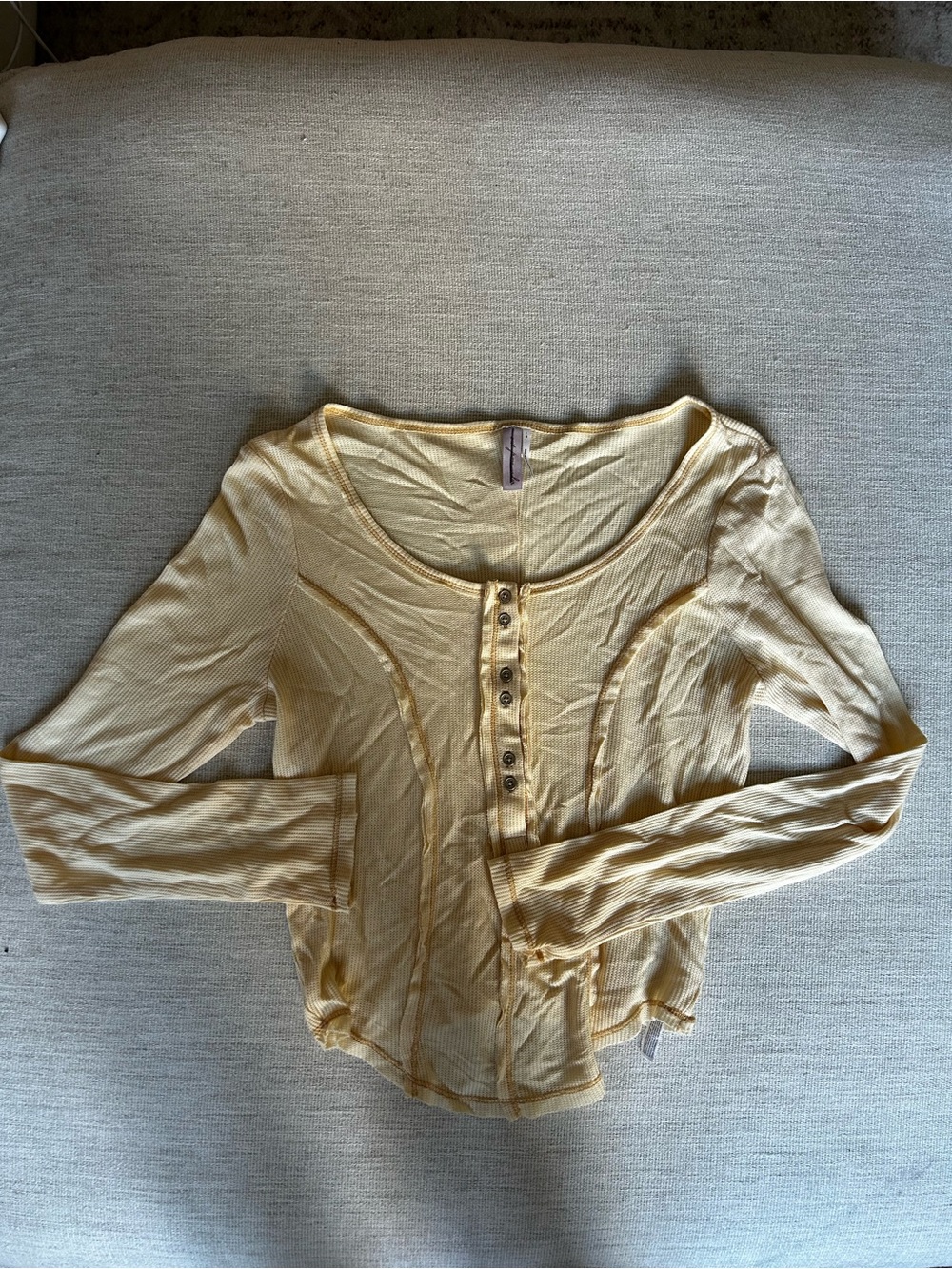 Out From Under Women's Long Sleeve Button Henley Top - Yellow